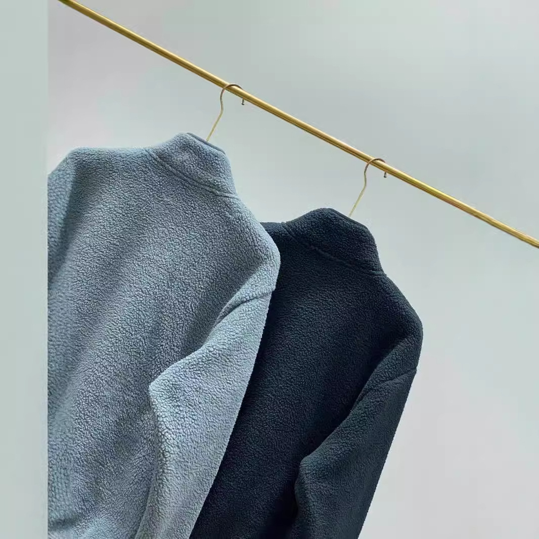 Herren 23 neue Winterjacke mit lockerem Stehkragen, warme und lässige Fleecejacke mit Reißverschluss_voghion.com