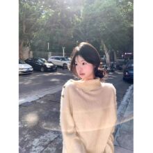 冬季慵懒风独特设计感高领毛衣辣妹时尚小众宽松外穿软糯上衣ins