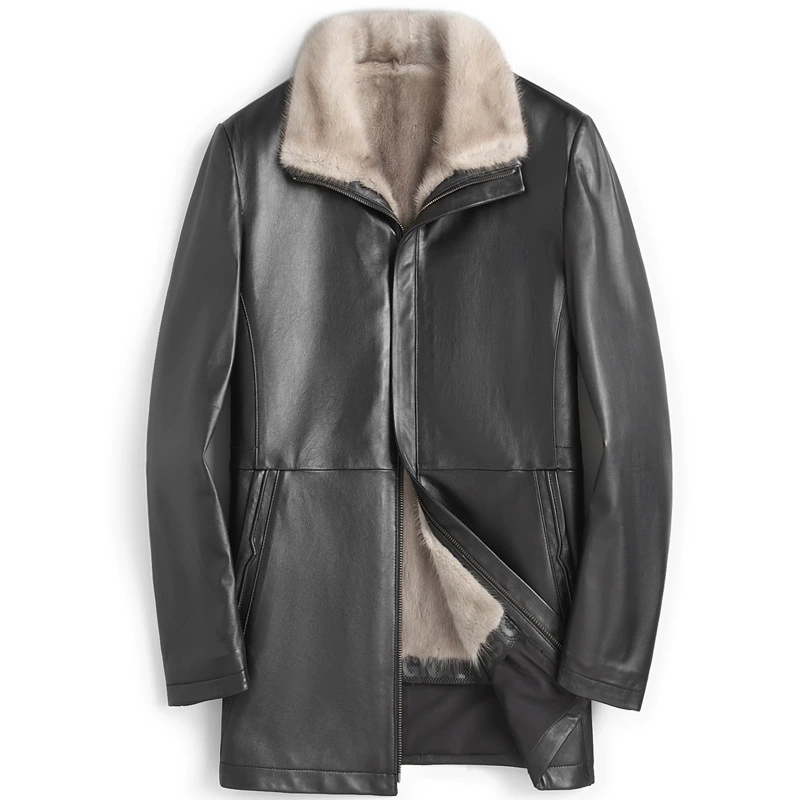 Leather liner, fitted coat, cowhide, genuine leather