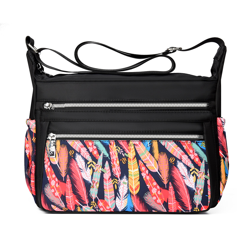 Bolso de hombro para mujeres de mediana edad bolso de la madre moda impresa casual tela de nylon de gran capacidad transfronteriza Venta caliente bolsa de mensajero para las mujeres