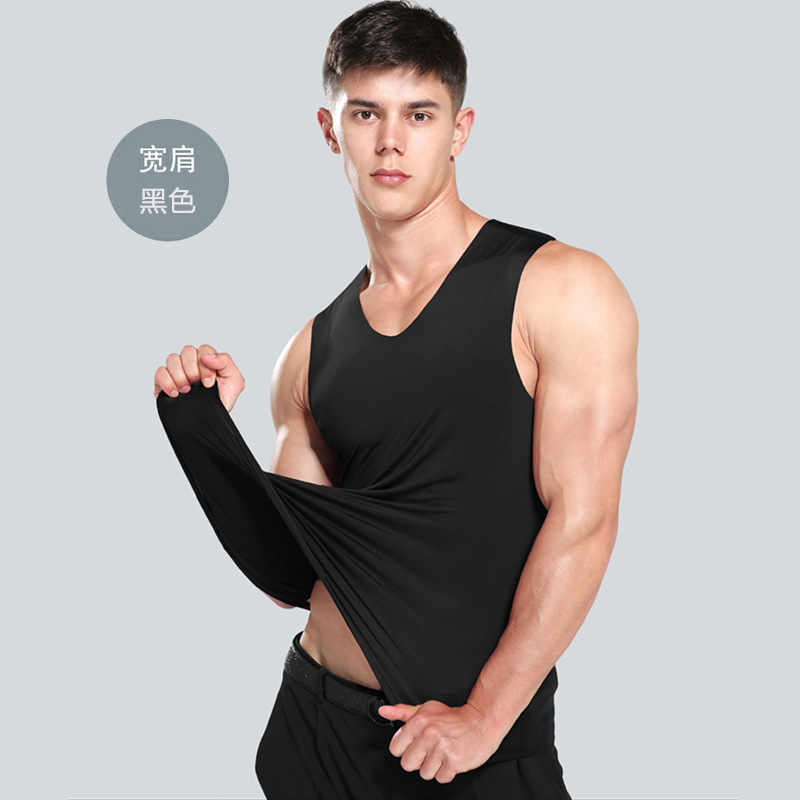 Ice silk men's and women's running sports casual vest tight slim-fit breathable fitness wide shoulder for summer wear