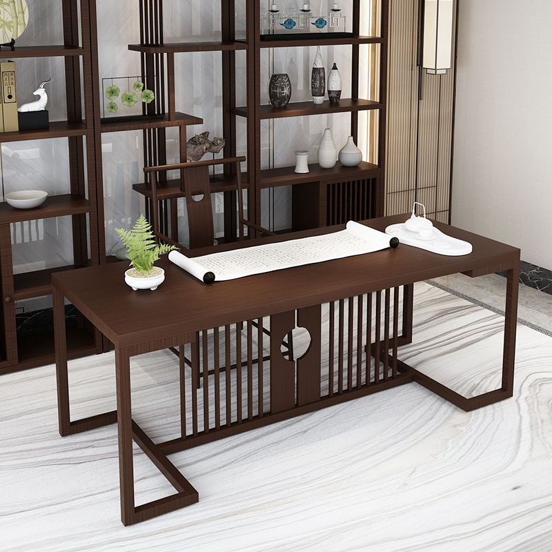 New Chinese -style full -solid wood desk Classical Zen painting case writing desk, desk, calligraphy table and chair combination