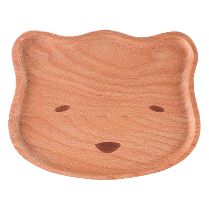 Haya creativa bandeja de dibujos animados de madera taza de té desayuno placa hogar grande lindo vajilla de madera maciza pastel merienda placa