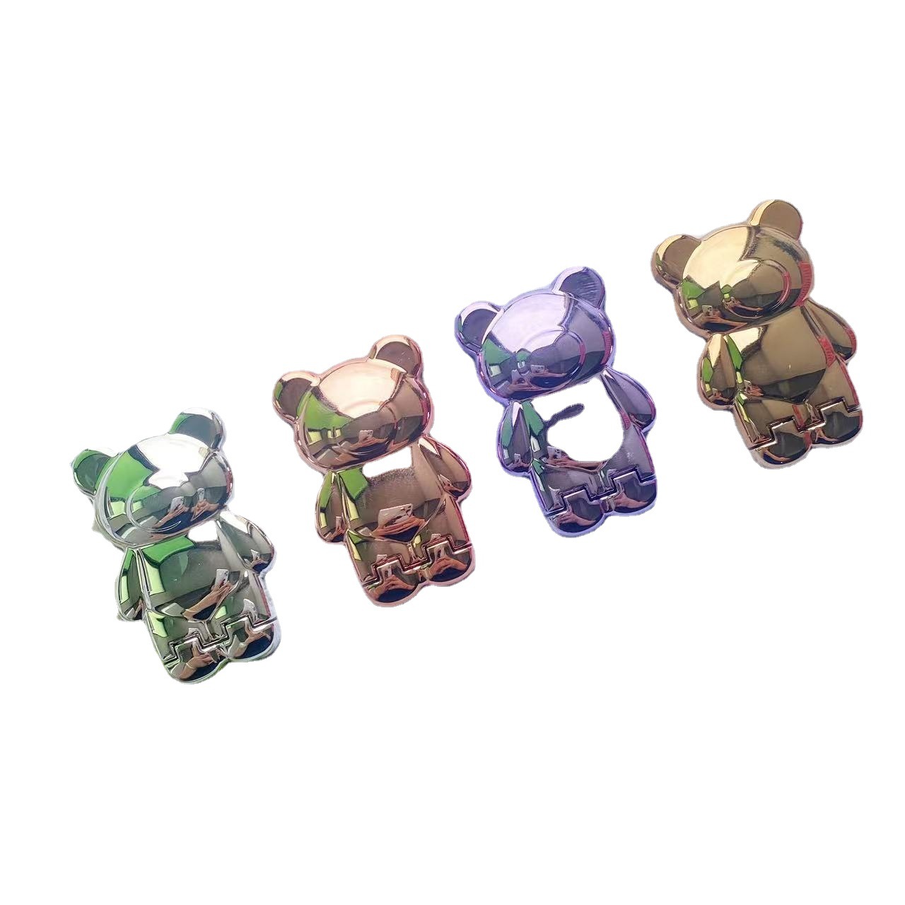Multi functional invisible phone holder, solid color electroplated cartoon back sticker, cute teddy bear pull rod,_voghion.com