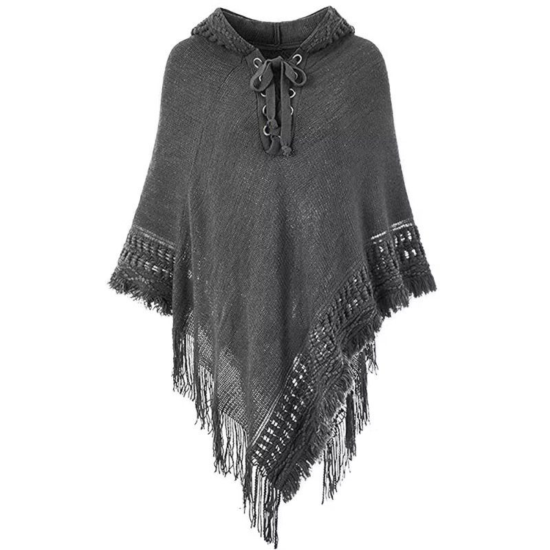 New Autumn and Winter New Casual Hooded Solid Color Sweater Loose Large Size Women's Top Fashion Blouse All-match Cape Cross-Border New Autumn and Winter New Casual Hooded Solid Color Sweater Loose Large Size Women's Top Fashion Blouse All-match Cape Cross-Border