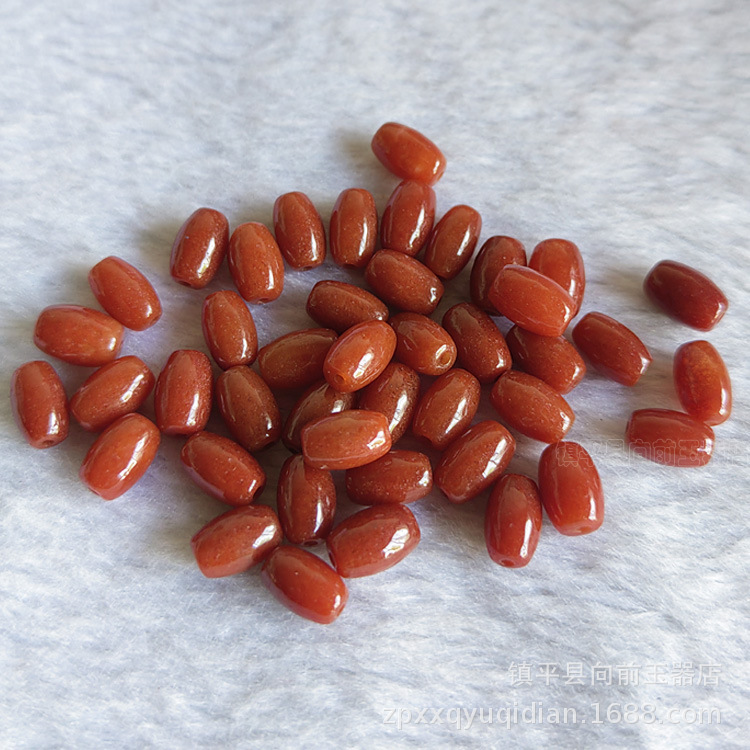 Myanmar Emerald red beads 6 * 9mm rice beads loose beads wholesale diy jade jewelry accessories Bashan jade beads