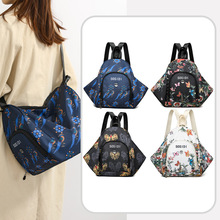 时尚国风印花大容量多功能双肩包女2025新款斜挎包轻便潮流单肩包