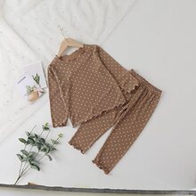 宝宝睡衣夏季薄款套装圆点洋气女童春夏装两件套家居小童空调服女