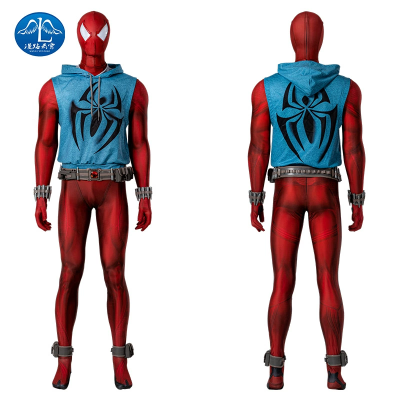Spider-Man через вселенную Scarlet Spider-Man костюм cosplay комбинезон Marvel чулки мужские оптовая продажа 230608