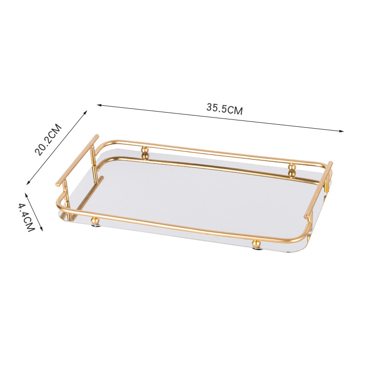 Luz dorada de lujo bandeja de acero inoxidable rectangular Hotel hogar taza de té taza de café postre taza de agua mesa de té de almacenamiento