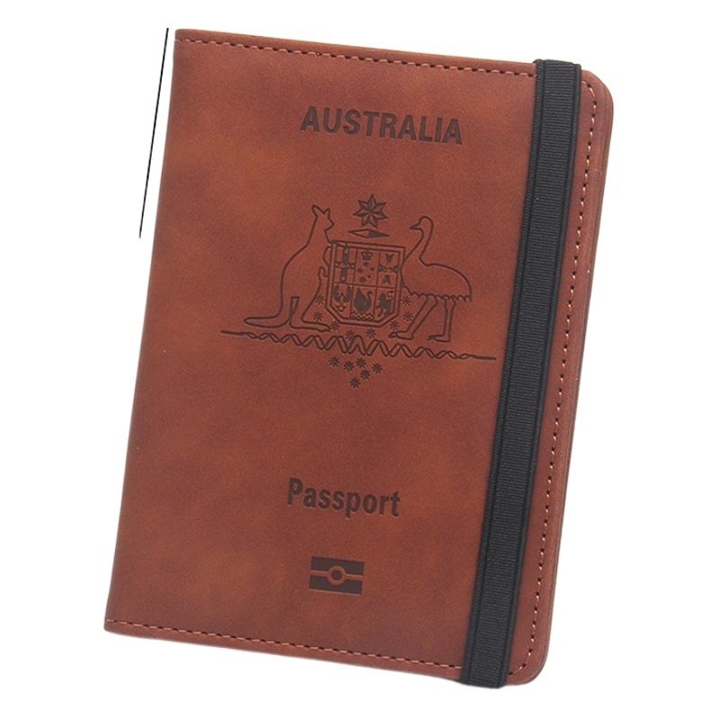 Titular del pasaporte australiano anti-magnético anti-robo cepillo máquina titular de la bolsa de almacenamiento de cuero cubierta puede contener tarjeta bancaria multi-bolsillo