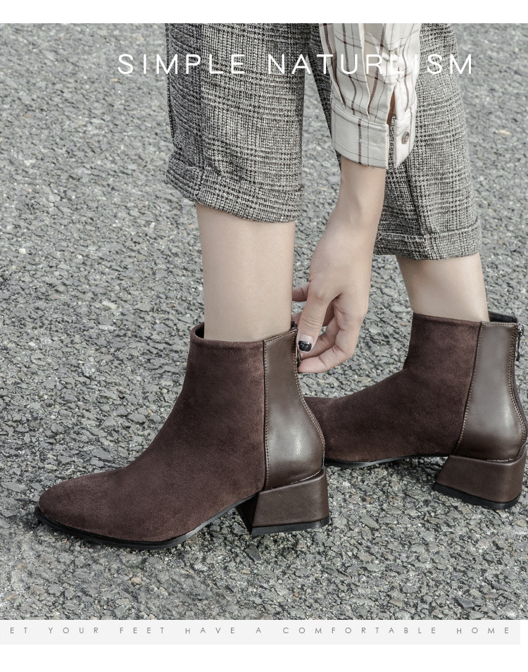 2023 Winter New Korean Retro Versatile Thick Heel Plush Short Boots_voghion.com