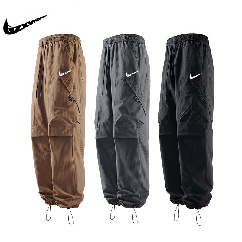 Mountain-style American sports hiking work pants for men, spring and autumn outdoor waterproof pants, loose casual straight-leg floor-length pants