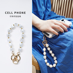 新款手機掛繩珍珠串珠掛飾時尚手腕短繩便攜女款手鍊跨境外貿批發