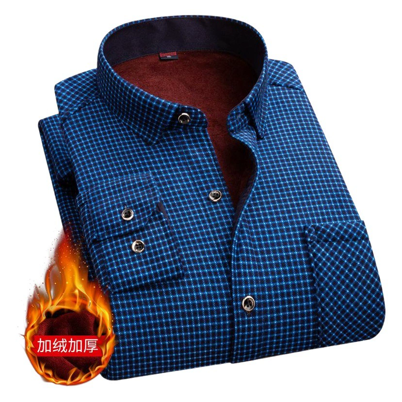 2024 Зимняя мужская теплая рубашка с бархатной толстая рубашка в клетку двухстороннее бархатное повседневное белье для мужчин оптом