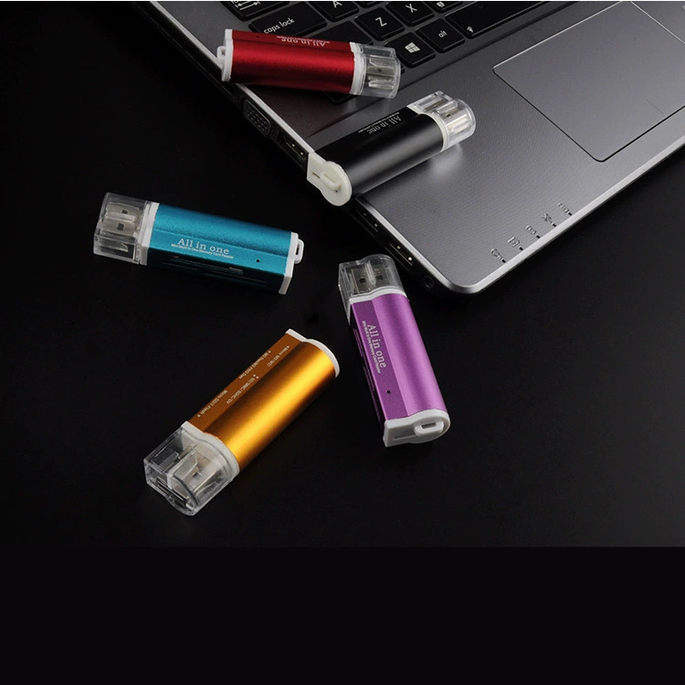Siheyi USB2.0 card reader TF/MS/SD/M2 four-slot aluminum alloy lighter type memory card