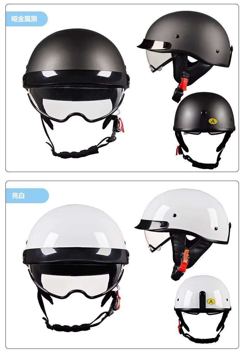 3C certified retro motorcycle helmet for men and women, summer scooter half helmet, electric vehicle helmet, Japanese-style scoop helmet
