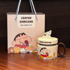 クレヨンしんちゃん 水筒 オフィス 可愛い マグカップ 女子学生 高見え 誕生日プレゼント 陶器製カップ 蓋付き