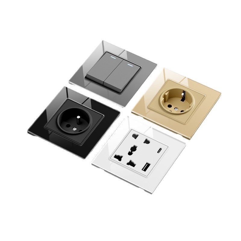Marco de vidrio británico oro pared interruptor socket fabricantes de comercio exterior 86 interruptor tipo C socket de carga rápida image 5