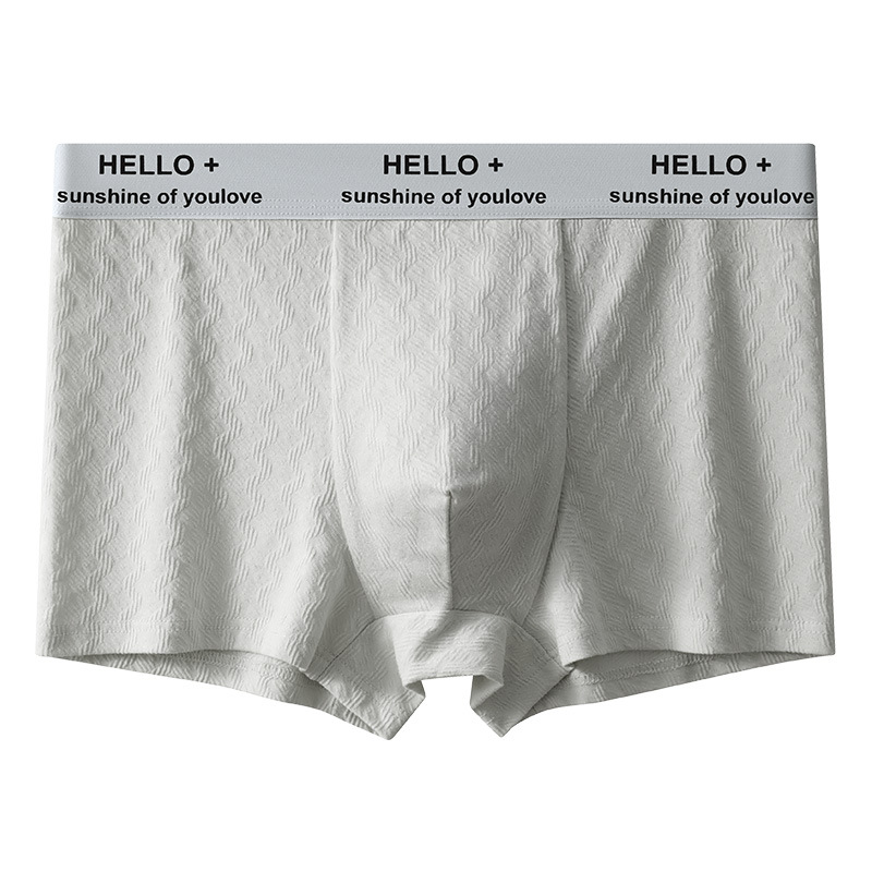 Ropa interior de algodón para hombre, pantalones bóxer de cintura media agradable para la piel de otoño e invierno, pantalones cortos bóxer de color sólido jacquard para hombre, cabeza