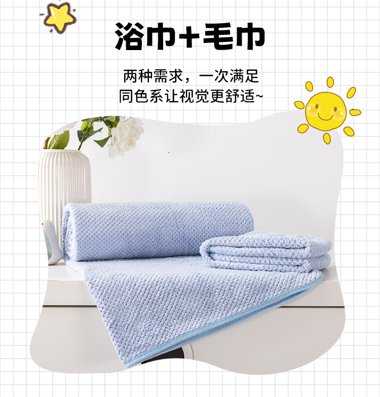 柔软吸水菠萝格浴巾套装(蓝色)_04.jpg