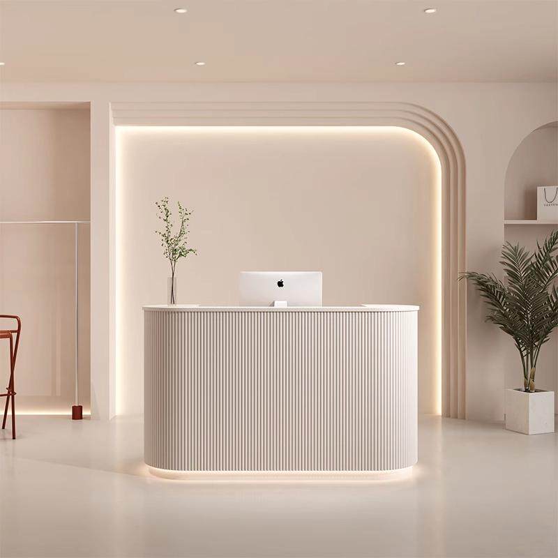 Small cash counter for beauty salon, light luxury internet-famous clothing store counter, simple desktop modern curved front desk