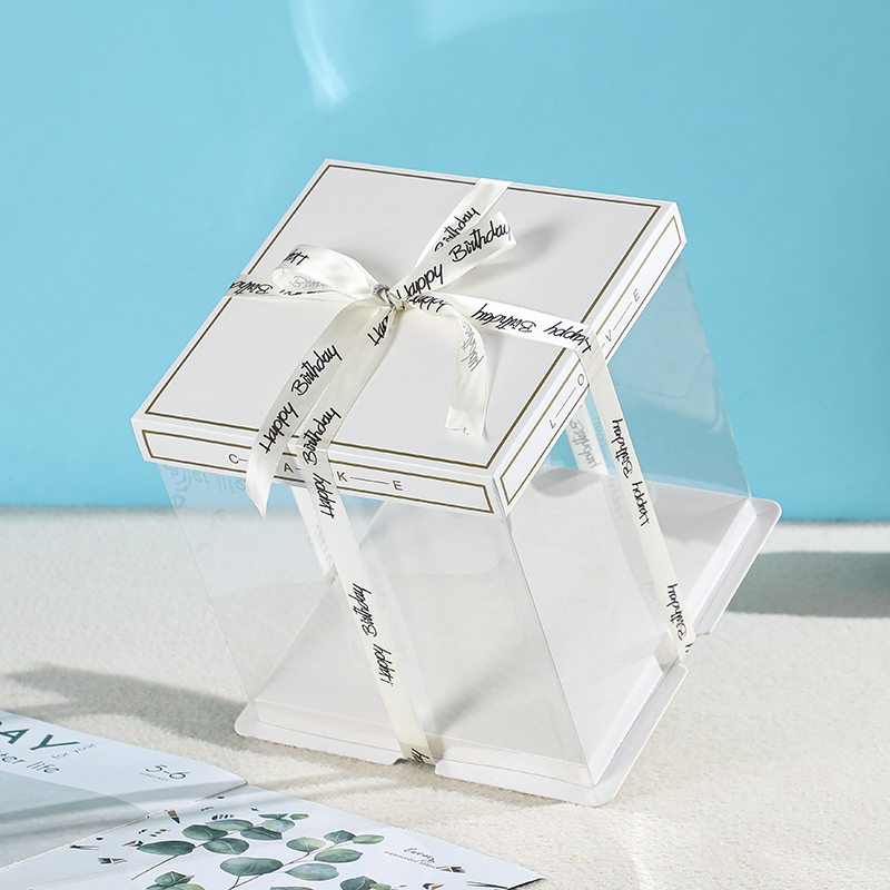 Caja de pastel de cumpleaños caja de embalaje transparente 4 6 8 10 12 pulgadas doble altura red caja de embalaje transparente