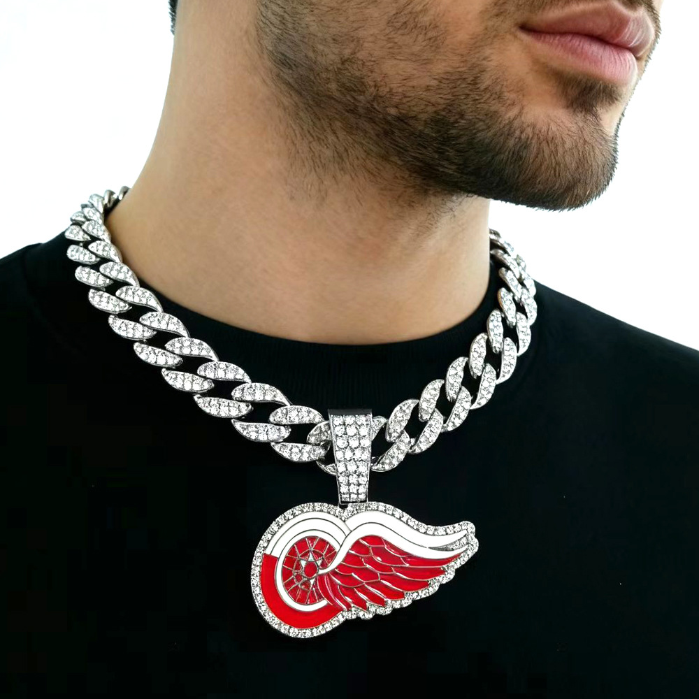 Joyería transfronteriza Deportes Detroit Red Wings Colgante Hip Hop Hombre Custom