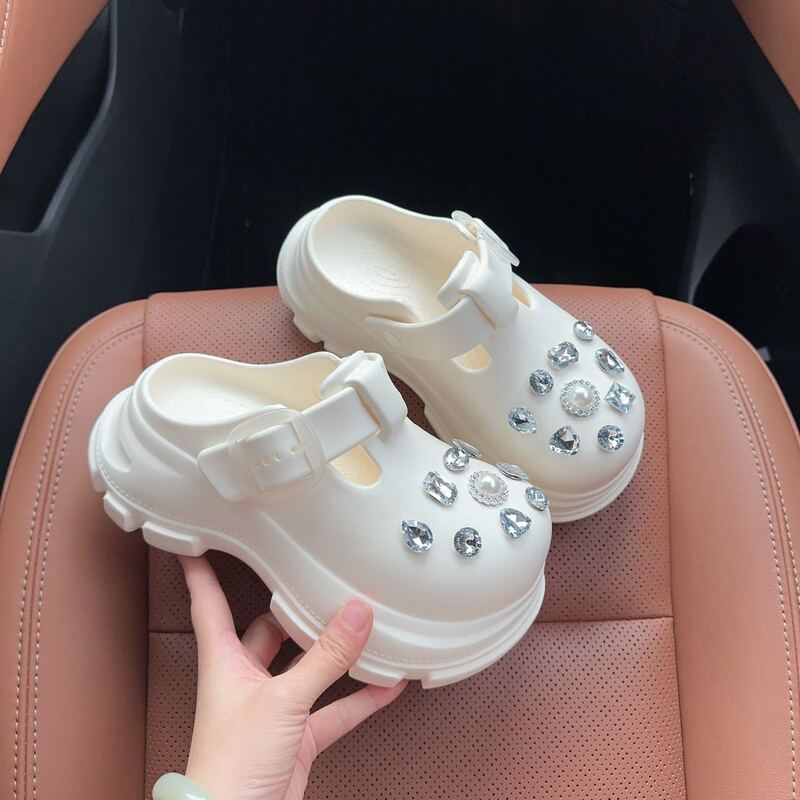 Breathable Perforated Shoes for Women, Eva Material, Soft and Sweet Feel, Thick-Soled, Height-Increasing, Multi-Color Women's Clogs