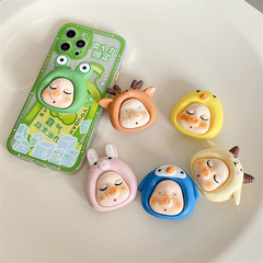 Cute, quirky 3D pig-shaped phone airbag stand—Q-style Instagram-inspired, adhesive, retractable desktop air cushion holder