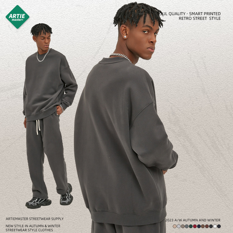 ARTIE 紳士服丨2025 秋冬新ファッションブランド 350 グラムドーパミンプラスベルベット肥厚ルーズラウンドネックメンズスウェットシャツ|undefined