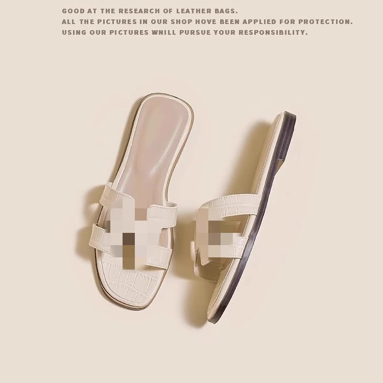 Full sheepskin ~ sandals and slippers fashion beach flat bottom 2025 new Hns tide summer white slippers for women