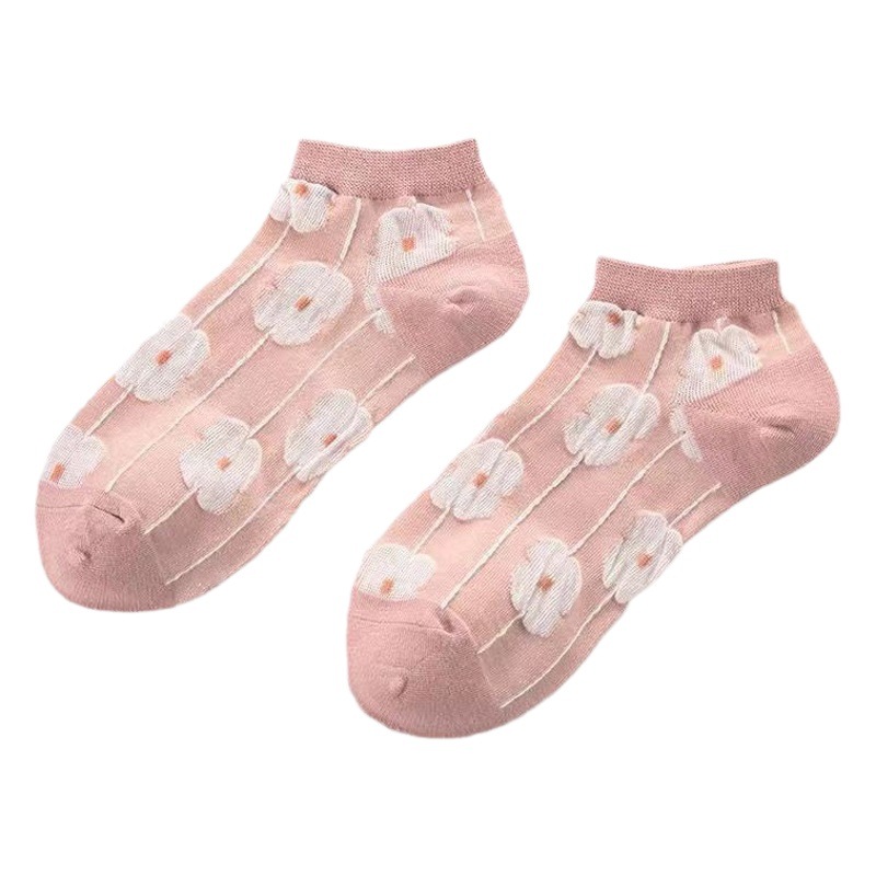 Calcetines de Zhuji al por mayor primavera y otoño serie rosa de corte bajo Calcetines Bajos para niñas calcetines de mujer de moda calcetines de barco suave Calcetines