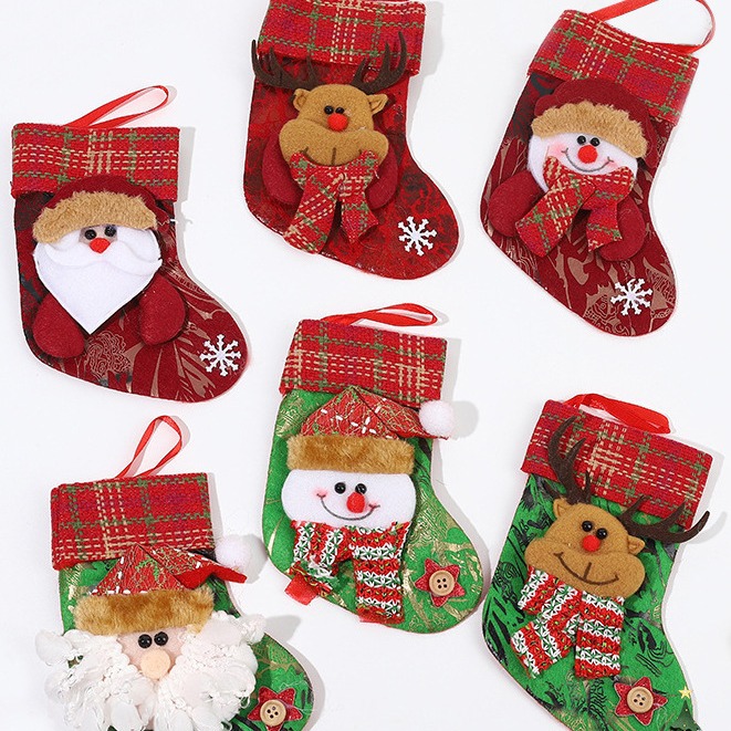 Navidad decoración calcetines de dibujos animados Santa calcetines colgantes joyas del árbol de Navidad calcetines al por mayor