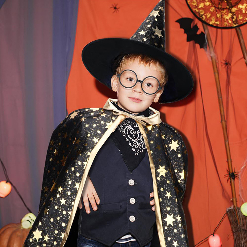 Capas de Halloween transfronterizas capas de brujas capas de niños cinco estrellas estampadas capas de brujas show set