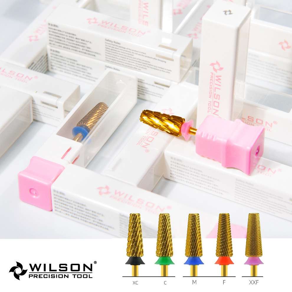 WILSON Cabeza de pulido de uñas Huiershun Cónico recto chapado en titanio Herramienta de pulido cinco en uno para eliminación de uñas Pegamento de fototerapia