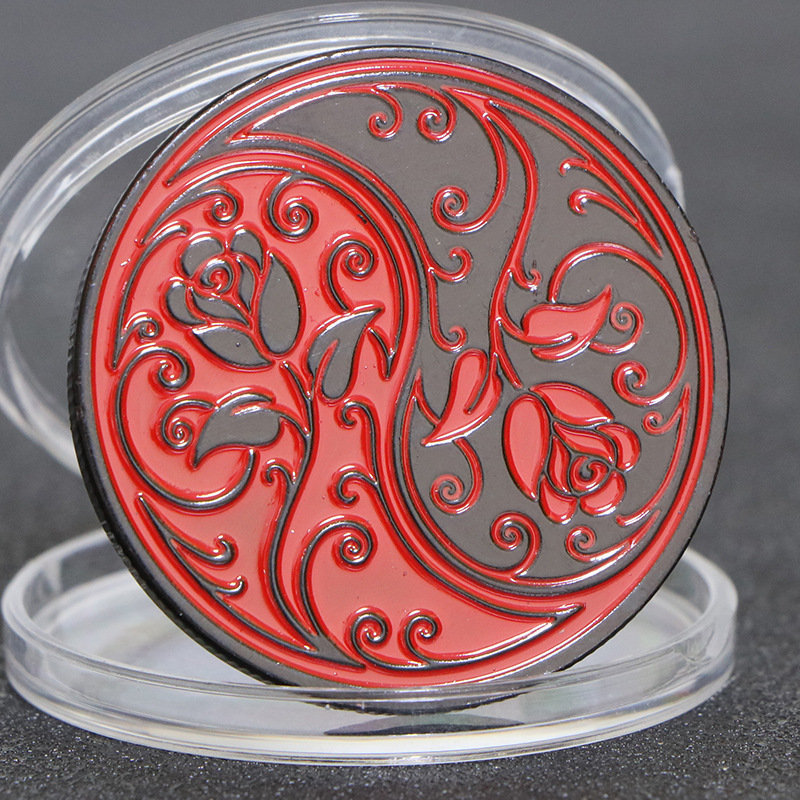 China's Four Mythical Beasts Tai Chi Rose Gold-Plated Commemorative Medal Toy Coin Creative Love Gold Coin Nickel Ancient Silver Coin