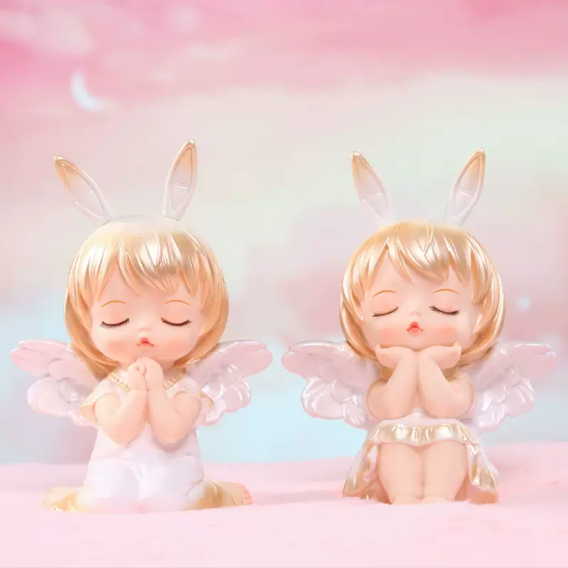 安妮宝贝鎏金搪胶存钱罐桌面大号家居玄关摆件可爱天使树脂工艺品