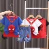 Summer summer clothing for boys, bag with zipper, sleeves, children's set, with short sleeve, wholesale