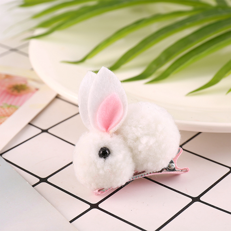 흰 토끼 머리핀
