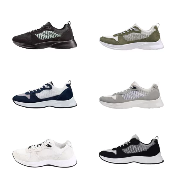 Cross-Border European Station B25 Series Printed Breathable Trendy Monogram Embroidered Thick-Soled Lace-Up Fashion Casual Sneakers