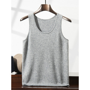 U-collar 12-stitch flat cashmere men's knitted camisole sleeveless inner comfortable skin-friendly pullover
