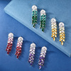 Fashionable accessory, universal zirconium, earrings, elegant silver needle, light luxury style, silver 925 sample, wholesale