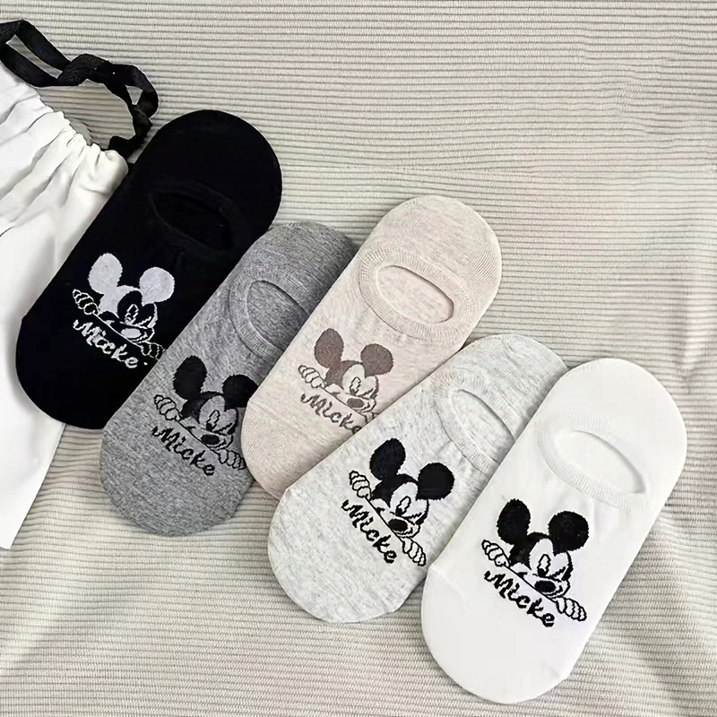 Zhuji Manufacturer's New Spring and Summer Korean Version Dongdaemun Fashion Cute Cartoon Image Invisible Socks Mickey Women's Boat Socks
