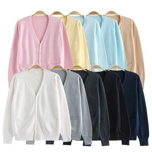 Jk Uniform Knitwear Cardigan Wholesale Basic Jacket Women's Autumn and Winter Preppy Style Knitwear Jacket V Neck