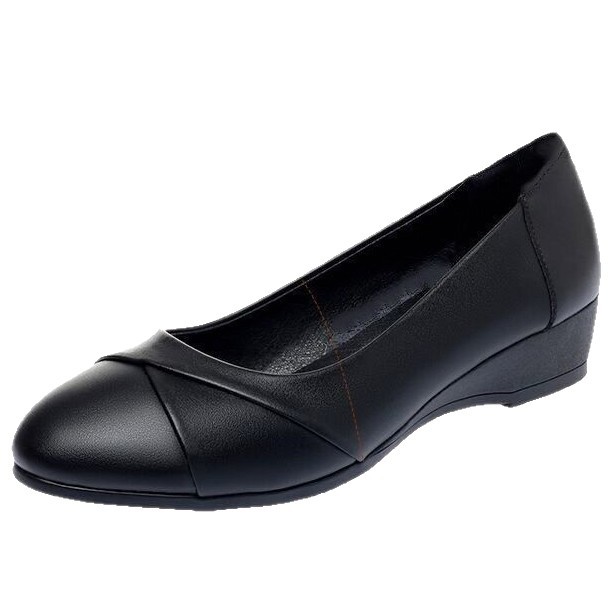 2026 nuevo verano de cabeza redonda zapatos de talón de pendiente de moda universal de trabajo madre zapatos de cuero de mujer