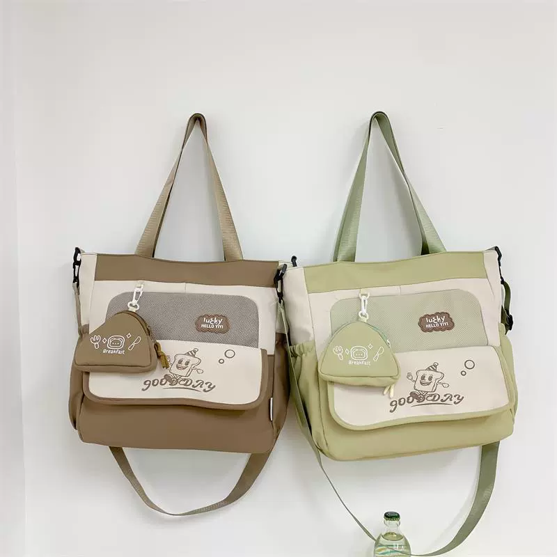 Brand cute universal one-shoulder bag for leisure, linen bag, Korean style, for students