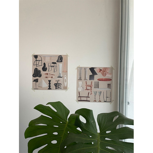 [Design Portfolio] Ins Blogger Art Coffee Shop Bauhaus Wall Sticker Hanging Painting Core Decorative Painting Sea