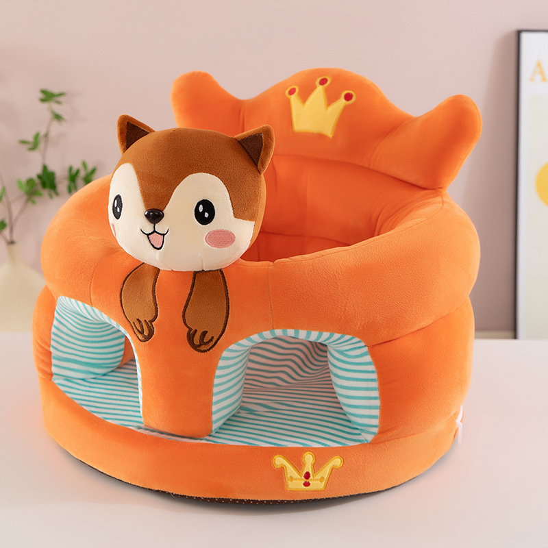 Asiento de aprendizaje para bebés anti-caídas, asiento de dibujos animados para bebés que aprenden a sentarse en un pequeño sofá sin lesiones espinales.