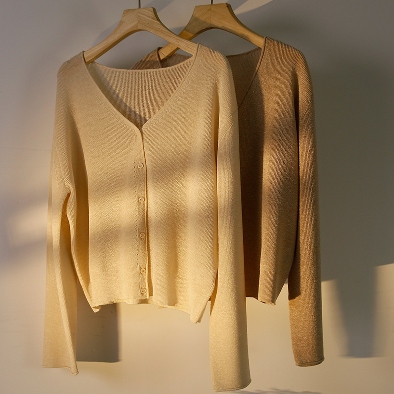 "Cloudy Soft Series" Knitted Cardigan Shawl Jacket for Women, Lyocell Tencel V-Neck Long-Sleeve Top for Spring